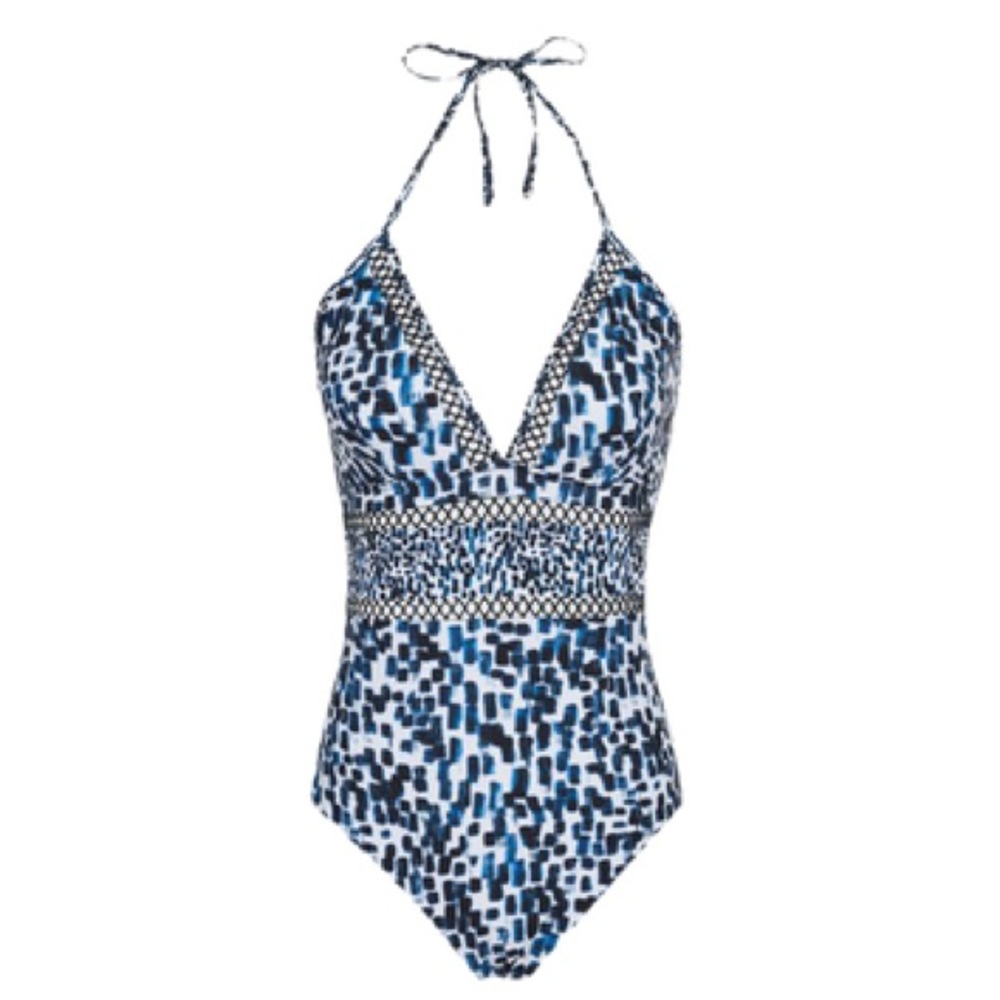 REISS Gia-Laser Cut Detail Prin, Blue, size 10
